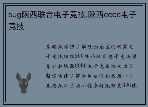 sug陕西联合电子竞技,陕西ccec电子竞技